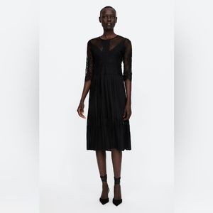 Zara Pleated Lace Dress